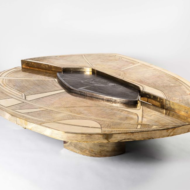 Gaia Coffee Table Brass Aquatinted